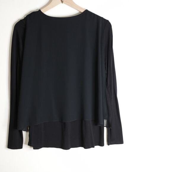 Soft Surroundings Black Keyhole Neck Tunic Top XS Sheer Overlay - Picture 1 of 7